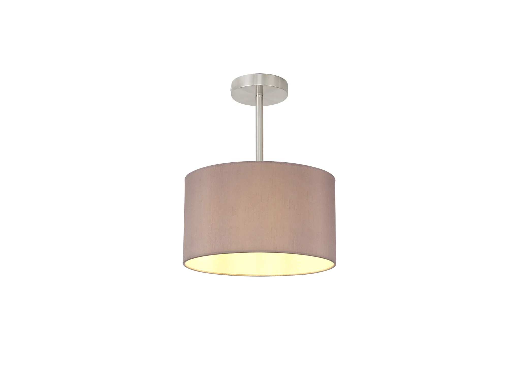 DK0241  Baymont 30cm Semi Flush 1 Light Satin Nickel; Taupe/Halo Gold